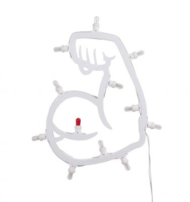 Weiße Hotlight Biceps LED Leuchte von Seletti in Form eines muskulösen Arms. Design Lampe.